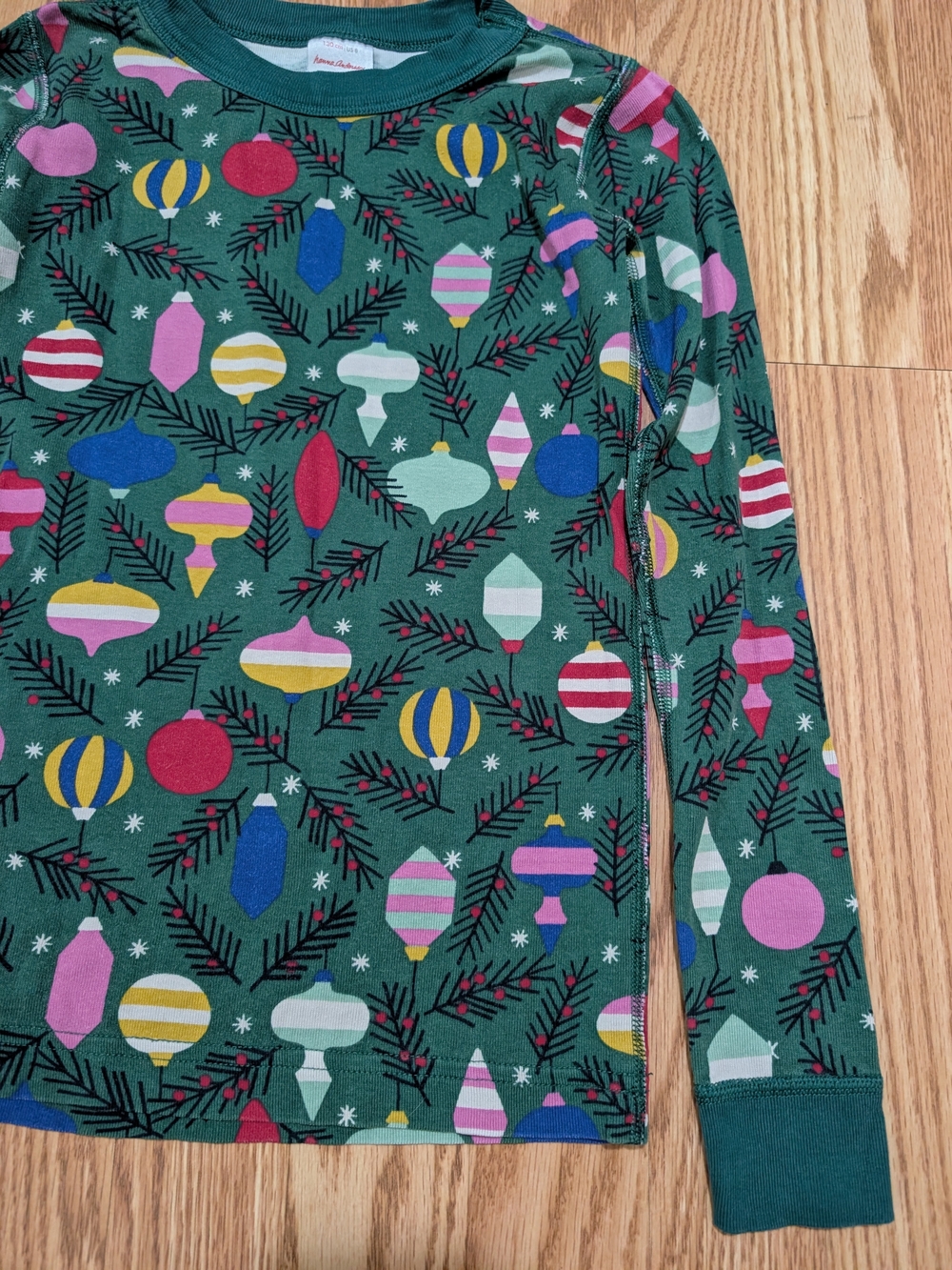 Hanna Andersson Green Holiday Ornament Pajamas Long Sleeve Pants 130 8 - Picture 5 of 12